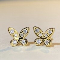 wholesale 925 Sterling Silver D Color Moissanite Stud Earrings Women Phantom Butterfly Same Style Moissanite Silver Earrings European and American Cross-Border Wholesale Bestseller-Gold-MS073 (Moissanite)  925 silver