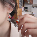 wholesale S925 Sterling Silver Retro Filigree Openwork Southern Red Big Tail Cute Chubby Fish Pendant Series Earrings-0-3