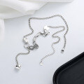 wholesale S925 Sterling Silver Patchwork Oval Pendant Heart Tassel Necklace, Vogue Magazine Style Designer Sweater Chain-0-2