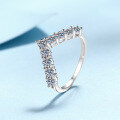 wholesale S925 Sterling Silver Large V Moissanite Ring Pinky Ring Fashion Statement Minimalist and Elegant Holiday Gift-0-1