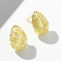 wholesale 925 Sterling Silver Fashion Niche Stud Earrings, Advanced Design Sense, Women's Autumn and Winter Versatile Exquisite Ins Earrings Wholesale-Gold 925 silver