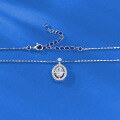 wholesale S925 Silver 4*6mm Oval Halo Pendant Necklace with Pearl Chain for Zhuo Zhifang Jewelry Cross-Border Xiaohongshu Live-0-1