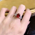 wholesale S925 Silver New 7*9 Oval Ruby Ring for Women,Ins Style Fashion and Versatile-0-3