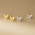 wholesale S925 Sterling Silver Fresh and Sweet Ins Style Small and Exquisite Design Delicate Ice Butterfly Earrings M06630-0-0