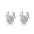 wholesale S925 sterling silver maker's deer earrings for women, elegant and artistic, with small deer and snowflake zirconia earrings-0-4