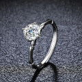 S925 Sterling Silver Moissanite Bamboo Knot Four-Prong Ring for Women-0-0