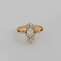 wholesale S925 Silver Plated with 14K Gold, Japanese Fashion Light Luxury Style White Zircon Ring-0-1