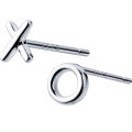 wholesale S925 Sterling Silver XO Circle and Cross Asymmetrical Couple Stud Earrings for Men and Women E7131-0-4
