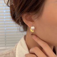 wholesale S925 Sterling Silver and Gold Two-Tone Earrings, Minimalist Cold Tone Style, Simple yet Luxurious Elegant Stud Earrings for Women, High-End Fashion Ear Accessories-Sterling silver