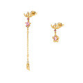 wholesale 925 silver earrings: Cardcaptor Sakura magic wand tassel asymmetrical cherry blossom star-shaped earrings-0-4