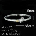wholesale 925 Silver Gold Plated Bracelet with High Carbon Diamond, Bojia Fancy Yellow Cushion Cut, Wing Design, Versatile Jewelry for Women-0-2