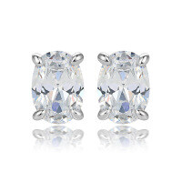 wholesale S925 Sterling Silver High-Carbon Diamond Ring Stack Ring Oval Zircon Pendant Necklace Women's Earrings European Style Jewelry Set-Earrings TLED121>925 silver