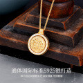 Metal Rotatable Inlaid-Diamond Eight-Treasure Compass Necklace-0-0