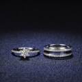 Sterling Silver Moissanite Three-Row Stackable Ring Set-0-0