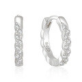 wholesale S925 Sterling Silver Geometric Studded Hoop Earrings, Minimalist Korean-style, Elegant, Unique, Niche, High-end Women's Earrings-0-10