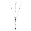 wholesale S925 Silver European and American Cross-Border Cultivated Rose Red Gem Long Pendant Necklace for Women, Inlaid with Colored Gems, Fashionable and Light Luxury-0-4
