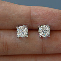 S925 Silver Moissanite Bull Head Stud Earrings for Women-1 carat (empty setting)  925 silver