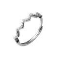 wholesale S925 Sterling Silver Fresh and Sweet Full Diamond Wave Line Ring Design Sense Jewelry for Women R01921-0-4