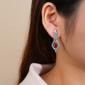 wholesale S925 Sterling Silver Cross-Border Radiance Earrings Inlaid with High-Carbon Diamond Zircon Ruby Dangle Earrings Wholesale for Women-0-1