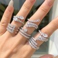 wholesale S925 Sterling Silver Cross-Border Women's Small Ins Fashion Light Luxury Vine Snake Wrap Zircon Ring Silver Jewelry-0-0