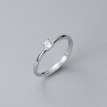 wholesale S925 sterling silver minimalist ins-style single diamond ring, elegant and sophisticated, high-end women's index finger ring R01386-0-3