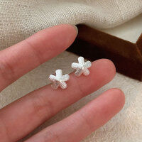 wholesale S925 Sterling Silver Korean Style Floral Stud Earrings for Women, New Miniature Exquisite Trendy Ear Accessories, Versatile for Students-Sterling silver