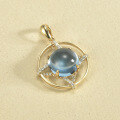 wholesale 18K Gold AU750 Vintage Style Mesh Design with Gemstone and Moissanite Pendant for Women-0-0