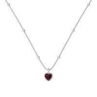 wholesale S925 Sterling Silver Oval-Shaped Shuimo Jade Square 8A Zircon Heart Flower Marquise Pendant Necklace for Women-White gold with red diamonds DY190899-SW-RD 925 silver