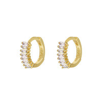 wholesale S925 Sterling Silver Vintage Luxury Style Colored Zircon Earrings For Women, French Cross-border Geometric Circle Earrings-E1538E-Golden White Zirconium 925 Silver