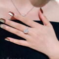Sterling Silver Moissanite 3ct Snowflake Youth Bulb Bridal Ring Adjustable Cross-border-0-1