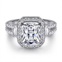 wholesale S925 Sterling Silver Gold-Plated Zircon Rings for Women, Amazon Best-Selling Jewelry-White US size 9#