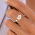 wholesale S925 Sterling Silver Cloud-Pull Jewelry Elastic Crushed Silver Cultured Single Freshwater Pearl Ring-0-3