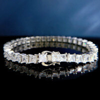 wholesale Silver New 4*4 Princess Square Chain Bracelet Ins Simple and Elegant High-end Luxury Full Diamond-B054 Princess Square Bracelet>925 Silver