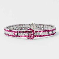 wholesale 925 Silver Gold-Plated Bracelet with High-Carbon Diamond Powder Blue Sapphire Art Deco Antique Exquisite Jewelry for Women-GRC cultured pink sapphire-18cm 925 silver