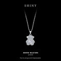 Sterling Silver Lovely Heart Bear Pendant Necklace-0-4
