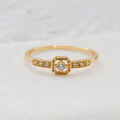 wholesale Metal: S925 silver plated with 14K white gold French retro minimalist geometric zircon ring-0-2