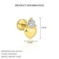 wholesale S925 Sterling Silver Cross-border Zircon Four-leaf Clover Butterfly Heart Tassel Earrings, Wholesale-E4723-Gold/Pair 925 Silver