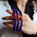 wholesale Metal material, original natural Afghan old mine lapis lazuli 8mm imperial blue single circle bracelet-0-3