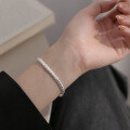 wholesale S925 Sterling Silver Woven Ripple Bracelet, Ins Style Minimalist Design, Elegant Women's Accessory S6318-0-1