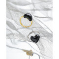 wholesale S925 Sterling Silver Korean Version Ins Minimalist Small Heart Drop Resin Textured Open Adjustable Ring for Women-0-1