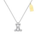 wholesale 925 Sterling Silver Cross-Border Live Streaming Bear Necklace for Women, Minimalist Plain Silver High-End Sense Collarbone Chain, Silver Jewelry for Women-0-5