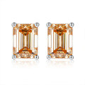 wholesale 925 silver new jewelry 1ct VVS1 colored moissanite emerald cut earrings cross-border bestseller-0-0