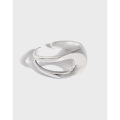 wholesale S925 sterling silver double-layered hollow-out matte antique Korean-style versatile ring for women, ins-0-0