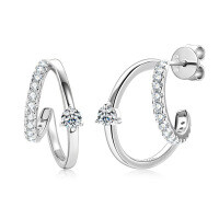 S925 Sterling Silver D-color Moissanite Bow Earrings-Style C [Clearance Sale with Free Shipping] K Silver  925 Silver