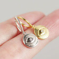 wholesale Sterling Silver Evil Eye Hoop Earrings with Circular Pendant, Trendy and Unique Eye Design, Niche Stylish Ear Accessories-0-3