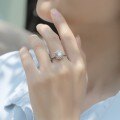925 Sterling Silver Moissanite Teardrop Flower Ring-0-1