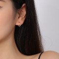 wholesale S925 Sterling Silver Hammered Texture Two-tone Square Hoop Earrings For Women-0-3