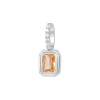 wholesale S925 Sterling Silver French Zodiac Necklace With Colorful Zircon Pendant-A3809-Orange Zirconium/White Gold_Pendant 925 Silver