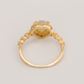wholesale S925 Silver and 14K Gold Winter Sweet Style White Crystal and Mother-of-Pearl Heart Ring by Dunli Jewelry-0-2