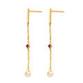 wholesale S925 silver Japanese-style minimalist and delicate midi amethyst pearl earrings, Spring new collection-0-4